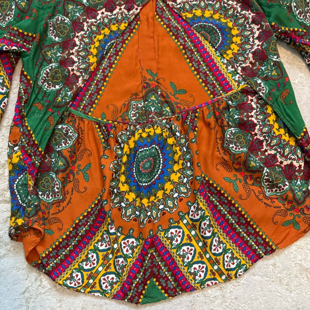 Farm Rio Women’s Colourful Mandel Patterned Button Down Open Back Top Size Small - Picture 14 of 16